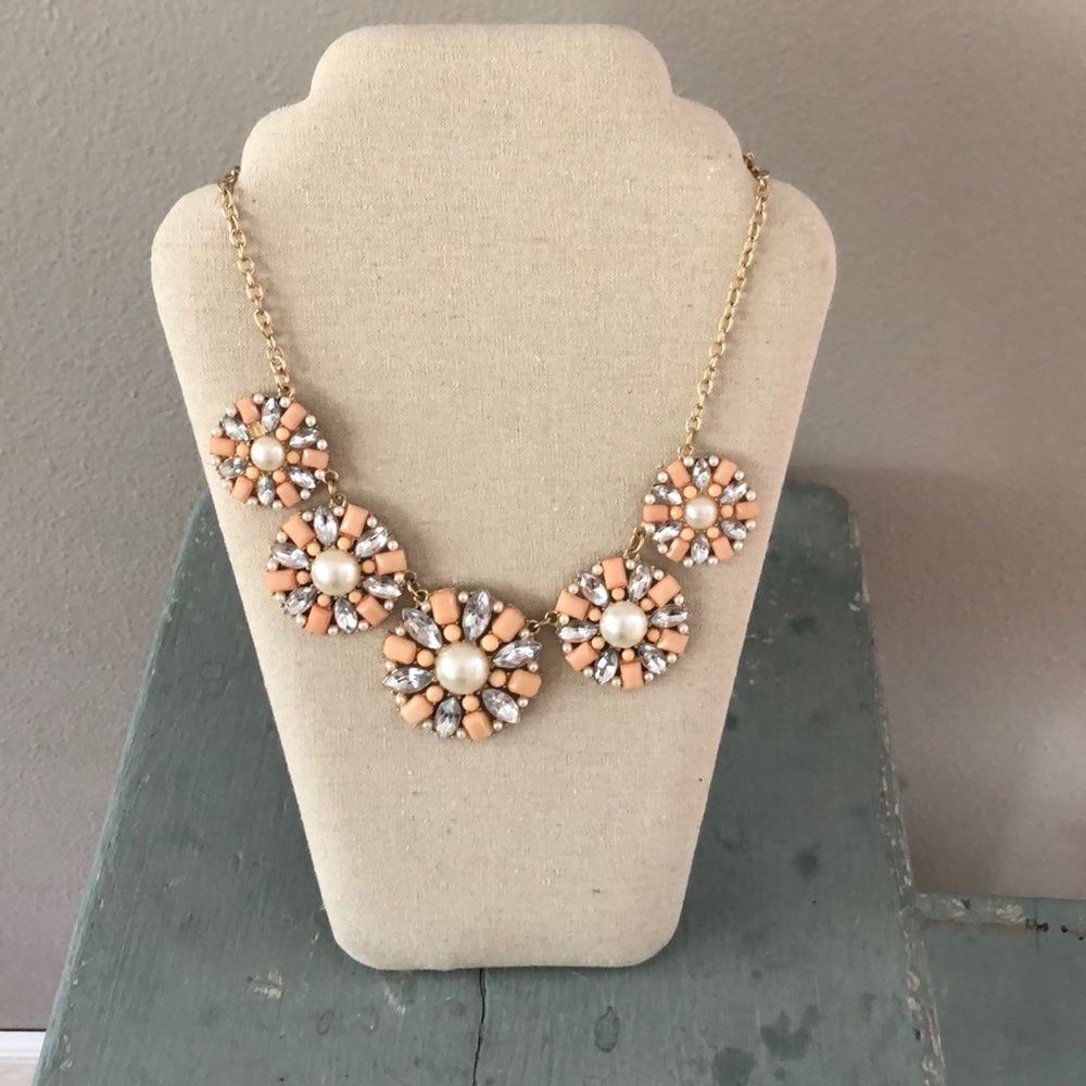 Pink pearl and crystal necklace